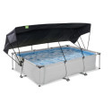 Piscine hors sol rectangulaire Soft Grey 300x200x65cm avec pompe filtrante et voile d'ombrage – Exit Toys