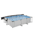 Piscine hors sol rectangulaire Soft Grey 300x200x65cm avec pompe filtrante et voile d'ombrage – Exit Toys