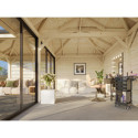 Pavillon de jardin en bois brut 34,6m² Bianca - madriers 28mm - terrasse 9m² avec parois à ventelles - Palmako	