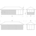 Pavillon de jardin en bois brut 34,6m² Bianca - madriers 28mm - terrasse 17,64m² avec comptoir - Palmako