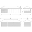 Pavillon de jardin en bois brut 34,6m² Bianca - madriers 28mm - terrasse 9m² avec comptoir - Palmako