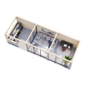 Pavillon de jardin en bois brut 34,6m² Bianca - madriers 28mm - terrasse 9m² avec comptoir - Palmako