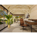 Pavillon de jardin en bois brut 34,6m² Bianca - madriers 28mm - terrasse 9m² avec comptoir - Palmako
