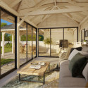 Pavillon de jardin en bois brut 51,5m² Bianca - madriers 28mm - terrasse avec comptoir - Palmako
