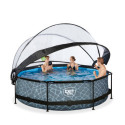 Piscine hors sol ronde Stone ø300x76cm avec pompe filtrante et dôme – Exit Toys