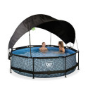 Piscine hors sol ronde Stone ø300x76cm avec pompe filtrante et voile d'ombrage – Exit Toys