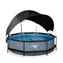 Piscine hors sol ronde Stone ø300x76cm avec pompe filtrante et voile d'ombrage – Exit Toys
