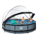 Piscine hors sol ronde Stone ø360x76cm avec pompe filtrante et dôme – Exit Toys