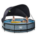 Piscine hors sol ronde Stone ø360x76cm avec pompe filtrante et voile d'ombrage – Exit Toys