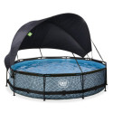 Piscine hors sol ronde Stone ø360x76cm avec pompe filtrante et voile d'ombrage – Exit Toys