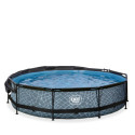 Piscine hors sol ronde Stone ø360x76cm avec pompe filtrante et voile d'ombrage – Exit Toys