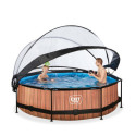 Piscine hors sol ronde Wood ø300x76cm avec pompe filtrante et dôme – Exit Toys