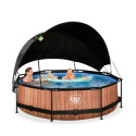 Piscine hors sol ronde Wood ø300x76cm avec pompe filtrante et voile d'ombrage – Exit Toys