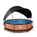 Piscine hors sol ronde Wood ø300x76cm avec pompe filtrante et voile d'ombrage – Exit Toys