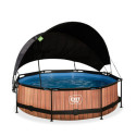 Piscine hors sol ronde Wood ø300x76cm avec pompe filtrante et voile d'ombrage – Exit Toys