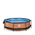 Piscine hors sol ronde Wood ø300x76cm avec pompe filtrante et voile d'ombrage – Exit Toys
