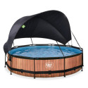 Piscine hors sol ronde Wood ø360x76cm avec pompe filtrante et voile d'ombrage – Exit Toys