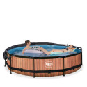 Piscine hors sol ronde Wood ø360x76cm avec pompe filtrante et voile d'ombrage – Exit Toys