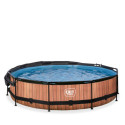 Piscine hors sol ronde Wood ø360x76cm avec pompe filtrante et voile d'ombrage – Exit Toys