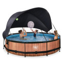 Piscine hors sol ronde Wood ø360x76cm avec pompe filtrante et voile d'ombrage – Exit Toys