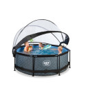 Piscine hors sol ronde Stone ø244x76cm avec pompe filtrante et dôme – Exit Toys