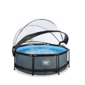 Piscine hors sol ronde Stone ø244x76cm avec pompe filtrante et dôme – Exit Toys
