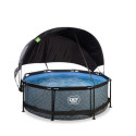 Piscine hors sol ronde Stone ø244x76cm avec pompe filtrante et voile d'ombrage – Exit Toys