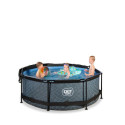 Piscine hors sol ronde Stone ø244x76cm avec pompe filtrante et voile d'ombrage – Exit Toys