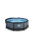 Piscine hors sol ronde Stone ø244x76cm avec pompe filtrante et voile d'ombrage – Exit Toys