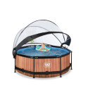Piscine hors sol ronde Wood ø244x76cm avec pompe filtrante et dôme – Exit Toys