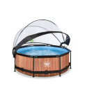 Piscine hors sol ronde Wood ø244x76cm avec pompe filtrante et dôme – Exit Toys