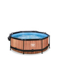 Piscine hors sol ronde Wood ø244x76cm avec pompe filtrante et dôme – Exit Toys