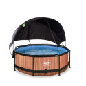 Piscine hors sol ronde Wood ø244x76cm avec pompe filtrante et voile d'ombrage – Exit Toys