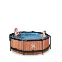 Piscine hors sol ronde Wood ø244x76cm avec pompe filtrante et voile d'ombrage – Exit Toys
