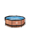 Piscine hors sol ronde Wood ø244x76cm avec pompe filtrante et voile d'ombrage – Exit Toys