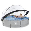 Piscine hors sol ronde Soft Grey ø360x76cm avec pompe filtrante et dôme – Exit Toys
