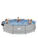 Piscine hors sol ronde Soft Grey ø360x76cm avec pompe filtrante et dôme – Exit Toys