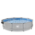 Piscine hors sol ronde Soft Grey ø360x76cm avec pompe filtrante et dôme – Exit Toys