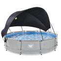 Piscine hors sol ronde Soft Grey ø360x76cm avec pompe filtrante et voile d'ombrage – Exit Toys