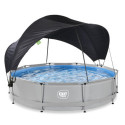 Piscine hors sol ronde Soft Grey ø360x76cm avec pompe filtrante et voile d'ombrage – Exit Toys