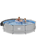 Piscine hors sol ronde Soft Grey ø360x76cm avec pompe filtrante et voile d'ombrage – Exit Toys