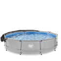 Piscine hors sol ronde Soft Grey ø360x76cm avec pompe filtrante et voile d'ombrage – Exit Toys
