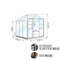 Serre Laurus Uranus 4,90m² en aluminium naturel et verre trempé 3mm + embase incluse - Natura Lams