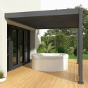 Pergola bioclimatique adossée en alu gris anthracite 3x4m Ombrea	