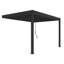Pergola bioclimatique adossée en alu gris anthracite 3x4m Ombrea	