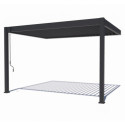 Pergola bioclimatique adossée en alu gris anthracite 3x4m Ombrea	