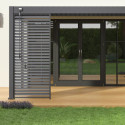Pergola bioclimatique adossée en alu gris anthracite 3x4m Ombrea	
