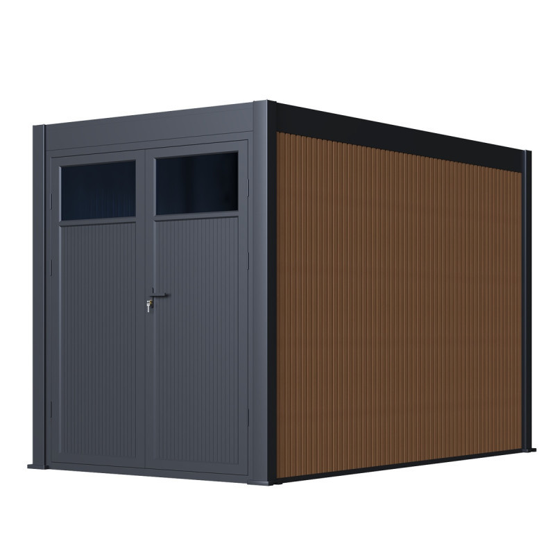 Abri de jardin 8m² en alu et bois composite pour pergola bioclimatique autoportée - Ombrea