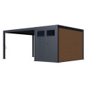 Abri de jardin 8m² en alu et bois composite pour pergola bioclimatique autoportée - Ombrea