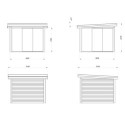 Pavillon de jardin en bois brut 9m² Lenna - madriers 28mm - baies vitrées - Palmako